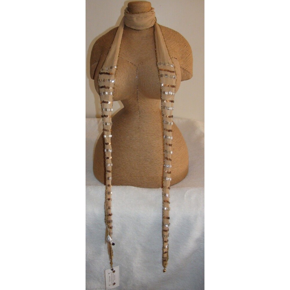 Gold Cake Wrap Boho Gold Beaded Choker Scarf Wrap Necklace